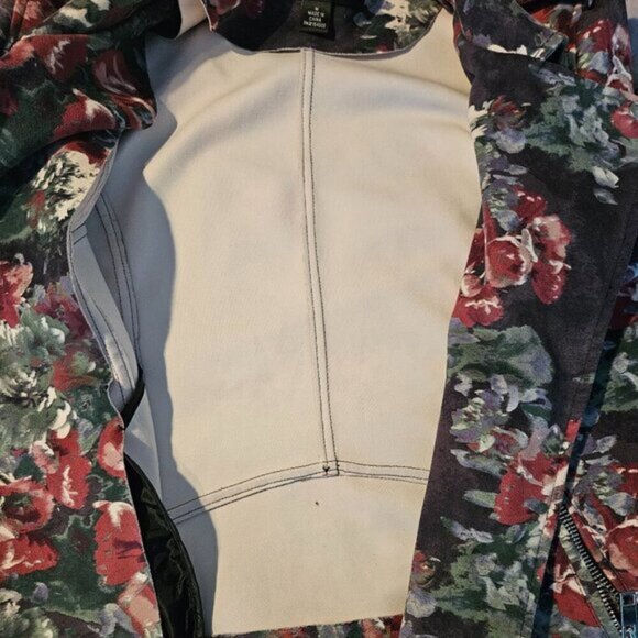 Colleen Lopez Ladies  Green Floral Print Bomber Jacket Size M - Picture 6 of 9